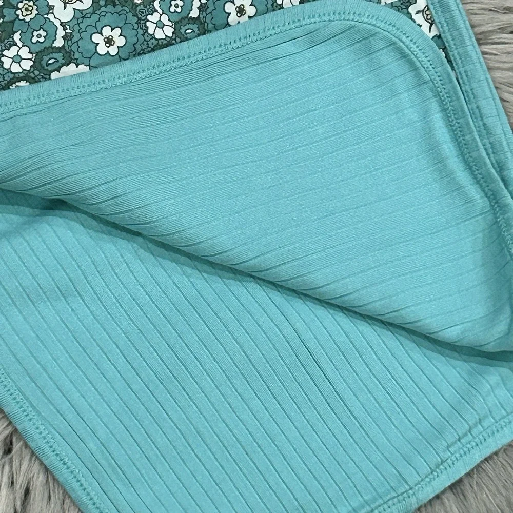 Kate Quinn Double‎ Layer Cotton Blue/Teal 60s Floral New In Bag Blanket 44X44